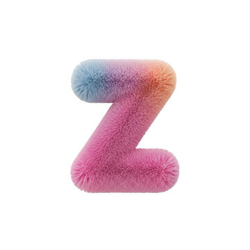 Fluffy fuzzy letter z with colorful gradient texture