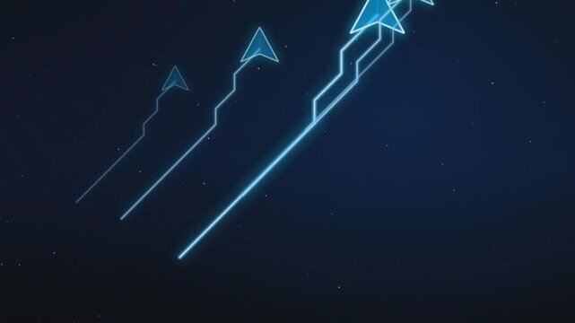 3D Blue Lightning Abstract video Background with Stars, Growth Arrow and Business Graph Concept for Technology, Stock Market, Economy, Success and Futuristic Digital Illustration video