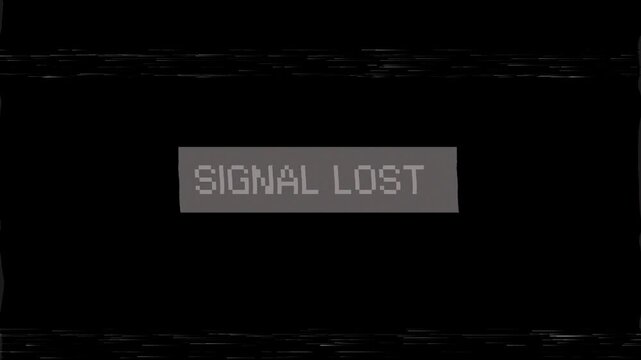 Emulating the aesthetic of a classic television broadcast error, this screen displays a 'SIGNAL LOST' message amidst a grainy, vintage video glitch and analog interference