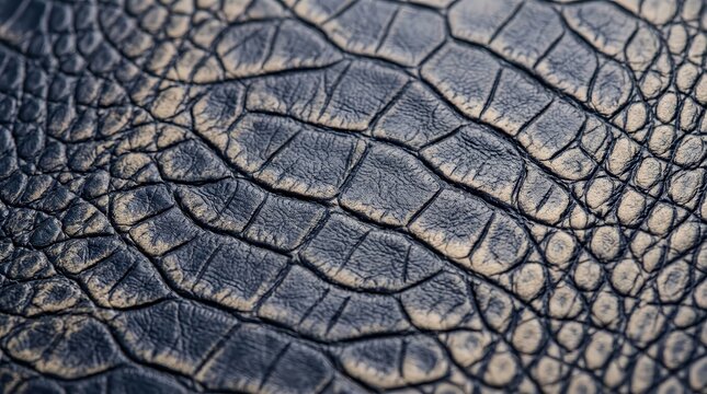 Embossed reptile skin pattern on high-quality genuine leather close-up.