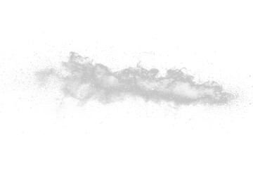 Obraz premium Gray cloud of particles, mist, or smoke floats against a black background