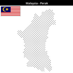 Fototapeta premium Map of Malaysia region Perak in small cross shaped dots