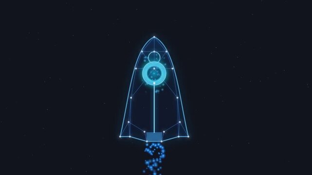 Space Shuttle Launch and Spaceship in Deep Space with Black Background Futuristic Vector Illustration
