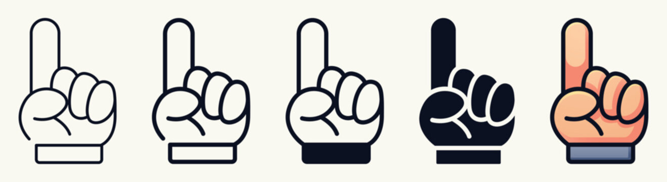 Cartoon Index Finger Pointing Up Icons Set
