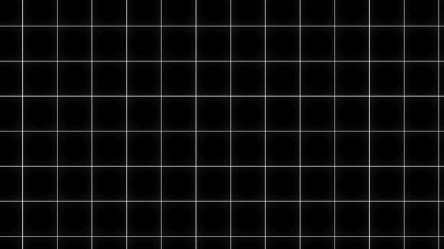 A seamless black grid pattern with thin white lines forming squares, creating a geometric background.