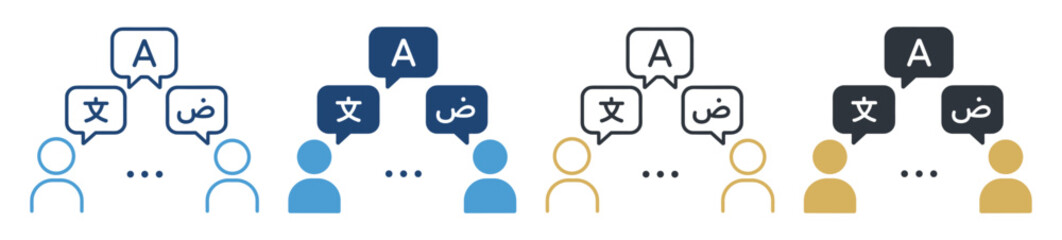 language communication speech bubble people icon set on transparent background © D. Resonant Studio