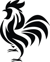 Modern Stylized Black Rooster Silhouette Vector Illustration for Graphic Logo and Corporate Branding Design © Amri Grafika