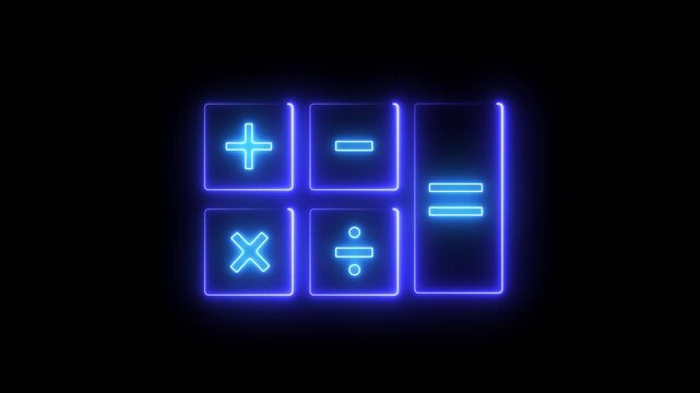Outline neon calculator, Neon investment calculator, mortgage calculation, budget balance estimation. Finance education, maths, expense accounting, motion grraphic 4k loop..
