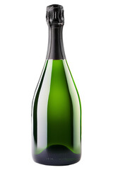 Obraz premium A premium green champagne bottle with black foil isolated on white background, symbolizing celebration and festivity