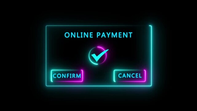 Digital payment confirmation concept Motion graphics of secure online transaction for modern business and e-commerce solutions. contactless payment, shopping cart, buy online, 4k loop...