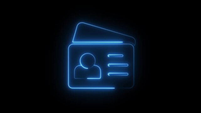 Glowing neon line Taxi driver license icon isolated Address, Photo, Signature, Secure Identity Verification, Digital Identification Document Motion Graphics..