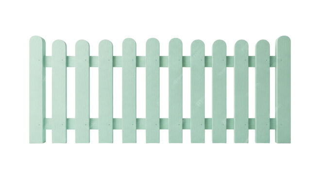 minimalist white picket fence with curved tops isolated on transparent background