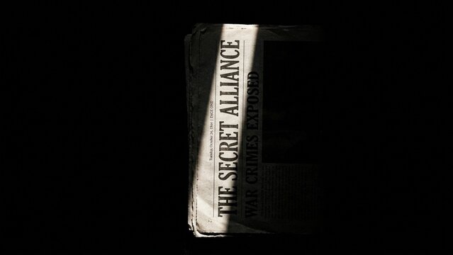Vintage Newspaper Clipping About Secret Alliance In Dramatic Light