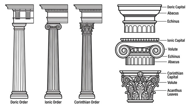 Classical greek architectural column orders doric ionic corinthian styles architecture