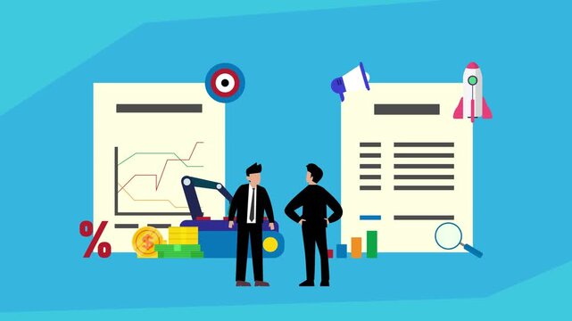 Business Data Analysis and Strategy cartoon animation