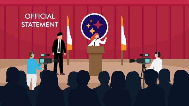 Official Government Statement Press Conference cartoon animation