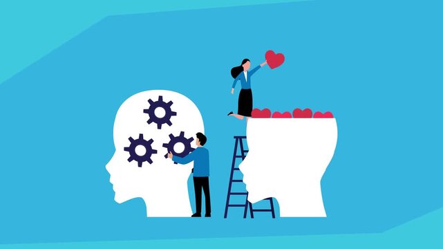 Emotional Intelligence and Logic Concept cartoon animation