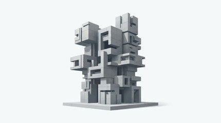 Fototapeta premium 3D Modern City Building Blocks Concept with Cube Architecture, Business Success Symbol and Innovative Construction Design Illustration for Urban Technology Growth