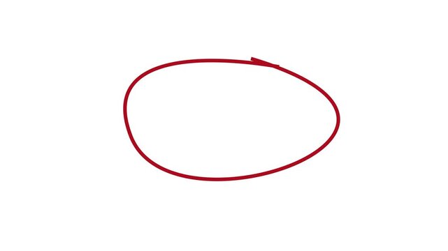 Circle marker with drawing effect. Red Circle Maker Circle Loopable with transparent background. red circle drawn, red marker pen style, doodle red circle marker and underline stroke,