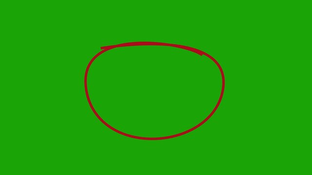 Circle marker Green Screen with drawing effect. Red Circle Maker Circle Loopable with transparent background. red circle drawn, red marker pen style, doodle red circle marker and underline stroke,