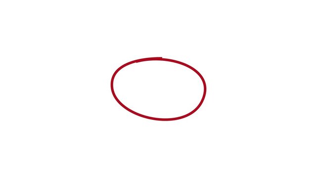 4K Circle marker with drawing effect. Red Circle Maker Circle Loopable with transparent background. red circle drawn, red marker pen style, doodle red circle marker and underline stroke,