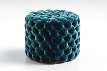 Obraz premium A plush teal ottoman with a unique textured fabric sits elegantly, showcasing its modern design and inviting comfort.