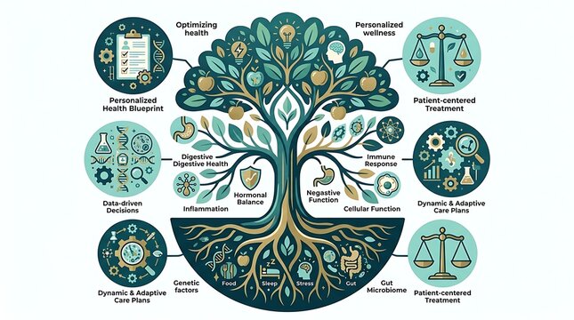 Holistic health tree infographic for personalized wellness and care