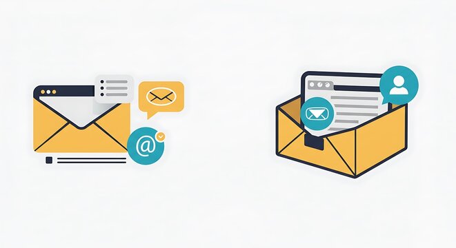 Email communication digital messaging conceptual icon graphic designs