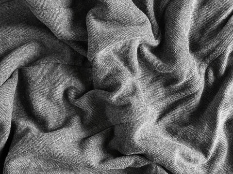 Grey background texture fabric fiber crumpled grain dark cotton fine cloth pattern grunge textile canvas linen nylon grey abstract polyester material vintage, empty surface soft