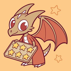 Baking Cookies Kitchen Pterodactyl Chibi 1 © Vectors