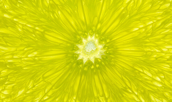 Lime slice macro texture. Close up of citrus pulp showing natural pattern and detail. Fresh fruit segment for food background, healthy nutrition concept and organic ingredient design.