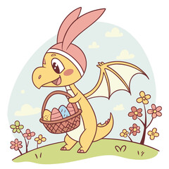 Spring Easter Bunny Pterodactyl Chibi © Vectors