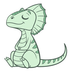 Naklejka premium Yoga Zen Meditation Dilophosaurus Chibi 1