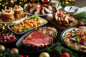 Fototapeta premium Christmas holiday feast preparing traditional dinner dishes