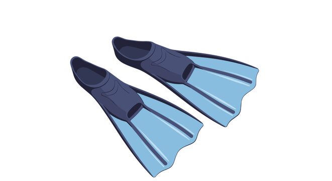 Pair of blue diving flippers isolated on a clean white background, perfect for snorkeling, swimming, and underwater sports.