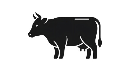 Obraz premium Cow-shaped piggy bank silhouette icon for financial savings and livestock investment concept