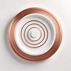 Naklejka premium A white plate with a copper rim, 3D render of an abstract business target concept