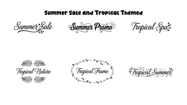 Tropical themed summer sale and promotional graphic designs