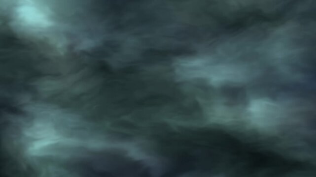 Dark cloud formation fills the frame with moody teal and grey tones representing an atmospheric storm.