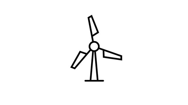 Alternative energy sources with wind mill green energy production. Animation of windmill silhouettes turning. Tracking shot of energy producing wind turbines, wind generators. 4k animation