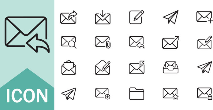 Email and communication icons for messaging and mail