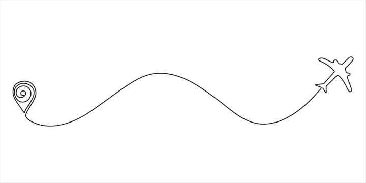 line art airplane. continuous one line drawing of airplane flying for travel and aviation concept Isolated Continuous drawing of one line of an airplane victor Isolation on white Background