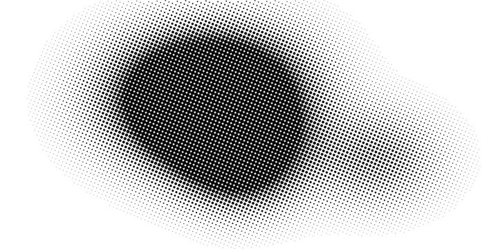 Vintage black halftone dot cloud blobs, abstract cloud blobs halftone dot pattern with tonal gradient, monochrome grunge vector overlay for wallpaper, backgrounds, overlays and web design. v5