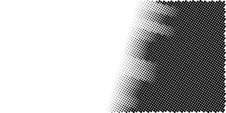 Textured black halftone dot dispersion, dispersion halftone dot pattern with tonal gradient, abstract grunge distressed vector texture for wallpaper, backgrounds, overlays and web design. v4