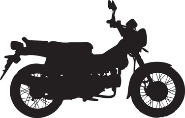 Fototapeta premium Bold black silhouette of a vintage motor scooter or classic lightweight motorcycle, perfectly crafted for diverse graphic design projects, emphasizing a stylish transport vehicle profile