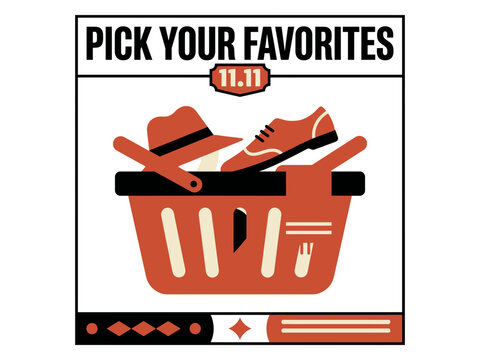 11.11 Pick Your Favorites Shopping Basket Poster