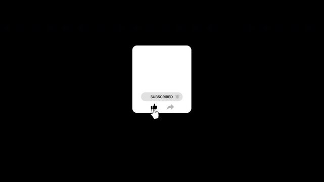 Vertical Subscribed Notification Pop Up Window Card with Hand Click Icon on Black Screen