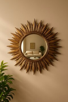 Elegant Sunburst Mirror Reflecting Modern Room Decor