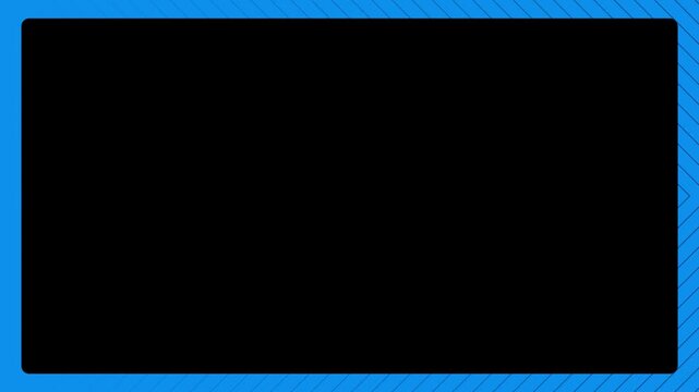 Blue frame with subtle diagonal line patterns surrounds a central black area designed for professional presentation.
