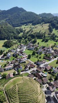 Aerial view of Gutenberg Castle in Balzers, Liechtenstein